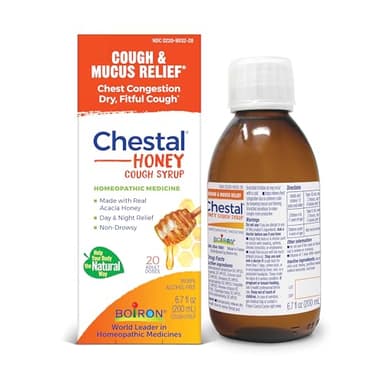 Boiron Chestal Honey Adult Cold and Cough Syrup for Nasal and Chest Congestion, Runny Nose, and Sore Throat Relief - 6.7 Fl oz