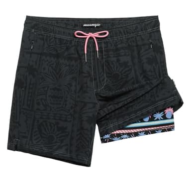 maamgic Mens Swim Trunks with Compression Liner 7" Bathing Suit Quick Dry Swimming Trunks for Men with Zipper Pockets