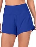 HeyNuts Focus Running Shorts for Women, High Waisted Athletic Shorts Lined Workout Shorts with Zipper Pocket 4" Sapphire Blue XS(0/2)