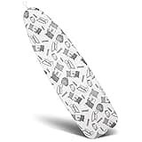 Duwee 18x54 inch Heat Resistance Metallic Ironing Board Cover Durable Felt Material Padding, Sew in Bungee Cord, Easily Handle and Fits Board Beautifully(Iron Patten)