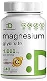 Magnesium Glycinate 500mg Per Capsule (1000mg Per Serving) Plus Vitamin C, 240 Capsules – 100% Chelated for Easy Absorption – Essential Mineral Supplement for Muscle, Sleep, & Heart Health