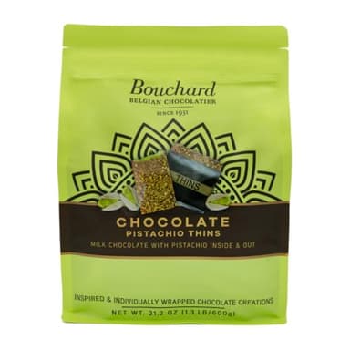 Bouchard Milk Chocolate Pistachio Thins 21.2 OZ (1.3 LB/600g)