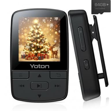 Yoton MP3 Player with Bluetooth 5.2, 64GB, HiFi-Music, with Sports Clip and Independent Volume Button, FM Radio, Earphones Included