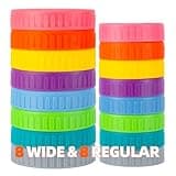 BOOMIBOO [16Pack] Intended For Mason Jar Lids,8 Wide Mouth Mason Jar Lids 8 Regular Mouth,Canning Lids,Plastic Jar Lids-Leak-Proof