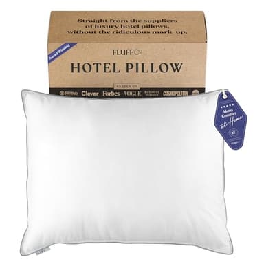 FluffCo Zen Fluff™ Down Standard/Queen Pillow with 600 Fill Power White Duck Down Stomach Sleeper Pillows - Luxury Hotel Quality 300 Thread Count - 100% Cotton Feather Pillows (Queen Size 1 Pack)