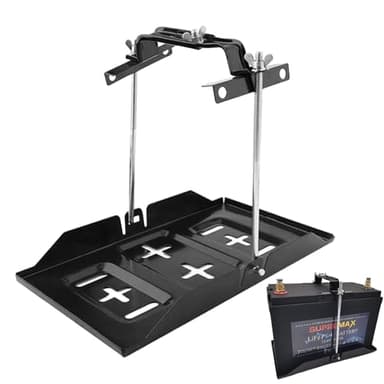 THEPRO Battery Hold Down Tray Kit, Corrosion-Resistant Steel Storage Battery Holder Adjustable Bracket Clamp for Car, Boat, Marine (10.6'' Bolt with 13.58'' Battery Tray)