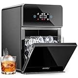 ecozy 2" Clear Ice Ball Maker with CrystalFlux Technology, 4 pcs in 40 Mins, 144 pcs/Day, Sphere Ice Maker with Enhanced Insulation, Automatic Water Supply, Self-Cleaning for Whiskey & Bourbon