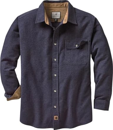 Legendary Whitetails Mens Long Sleeve Button Down 100% Cotton Flannel Shirt, Navy Heather, LRG