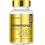Life Nutrition 300 Billion AFU Akkermansia Prebiotic and Probiotic Muciniphila Digestive Health,Gut Health,and ImmuneHealth Multi-Strain GLP-1 Probiotics for Women & Men (120 Capsules)