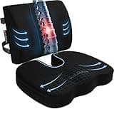 FORTEM Office Chair Cushion and Back Support for Office Chair, Lumbar Support Pillow, Memory Foam, Non Slip Sitting and Back Rest for Gaming, Car Seat Cushion, Chair Pad