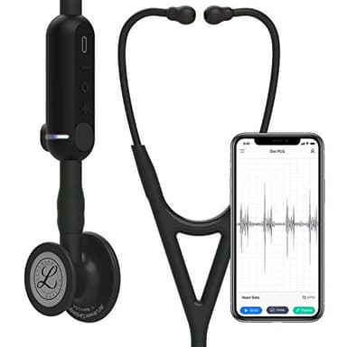 3M Littmann CORE Digital Stethoscope, Our Most Advanced Stethoscope Yet, Up To 40x Amplification, Active Noise Cancellation, In-App Sound Wave Visualization, Black-Finish Chestpiece, 8480