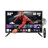 Audiobox 32-Inch Smart TV with Built-in DVD Player, Bluetooth Remote Control, HD LED, 12V AC/DC Compatible - Perfect for RVs, Movies, Gaming, Travel & Home Entertainment, HDMI & USB Ports