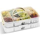 NEW Snackle Box Container 2-Pack | Divided Serving Tray with Lid & Handle | Snack Organizer | Fruit Storage Containers for Fridge | Containers for Adults & Kids | Dishwasher & Microwave Safe, BPA-Free