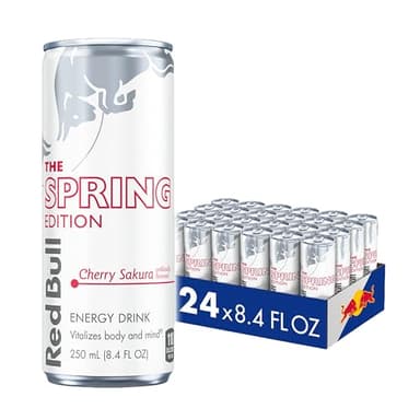 Red Bull Spring Edition Energy Drink, Cherry Sakura, 80mg Caffeine, Taurine & B Vitamins, 8.4 fl. oz. Pack of 24 Cans