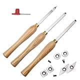 YUFUTOL Carbide Woodturning Tool Mini Size (3 Piece Set) Includes Diamond, Round and Square Turning Tools With Comfort Grip Handles Perfect For Small to Mid-Size Projects