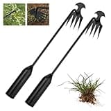 gavosy Garden Weed Pulling Tool Uprooting Weeding Tool, Weed Puller Tool, 2025 New Portable Garden Weeding Tool, Stainless Steel Weeder Tool, 4 Teeth Weeding Artifact Uprooting Weeding Tool(2PCS)