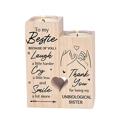 Double-Sided Printing - to My Bestie Because of You I Laugh a Little Harder Thank You for Being My Unbiological Sisters Personalized Friendship Birthday Gift Bestie Friend Candle Holder Sister