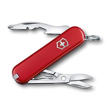 Victorinox Jetsetter Swiss Army Knife, Compact 7 Function Swiss Made Tool with Scissors, Magnetic Phillips Screwdriver and Key Ring – Red