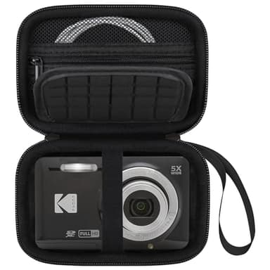 Elonbo Camera Carrying Case for KODAK PIXPRO FZ55 / FZ53 / FZ45 / FZ43 16MP Digital Camera, Vlogging Camera Storage Holder Travel Bag, ​Mesh Bag Fits Batteries, Cable, Memory Card, Card Reader, Black