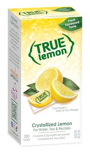 True Lemon 100ct (Pack of 1) - Water Enhancer - Bulk Dispenser - 0 Calorie Drink Mix Packets For Water - Sugar Free Lemon Flavoring Powder Packets