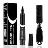 Beard Pencil Filler for Men, Waterproof High Coverage Beard Pen Kit with Beard Brush,Sweatproof Long Lasting Mustache Eyebrows Repair Pen with 4 Micro-Fork Tips（Black）
