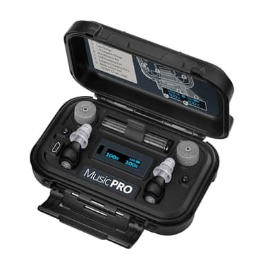 Etymotic MusicPro Elite - Rechargeable High-Fidelity Electronic Musician Earplugs with Active Hearing Protection - Includes Multiple Eartips + Water-Resistant Portable Recharging Case
