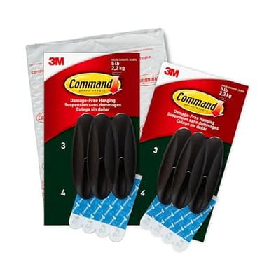 Command Outdoor Large Hooks, Bronze, Holds up to 5 lbs, 6-Hooks, 8-Strips, Damage Free Hanging Wall Hooks for Hanging Outdoor Wall Decor with Weather