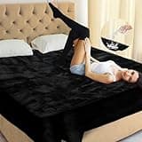 Tisancy Love Black Waterproof Intimacy Blanket for Bed, Queen Size 80'' x 80'' Flannel Fleece Splash 3 Layer Lightweight Blanket for Couple Wedding Gift, Mattress Protector Absorbs 70oz