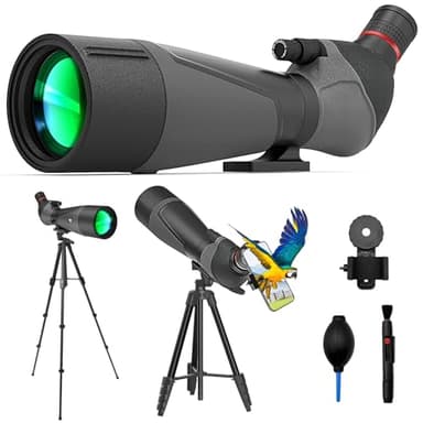 Gosky 20-60x85 Spotting Scope with Full Size Tripod, Phone Adapter and Cleaning Kit, Spotting Scopes for Bird Watching, Wildlife Viewing，Portable with Carrying Bag