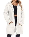 Zeagoo Full Zip Hoodies For Women White Hoodies Long Sleeve Fleece Jackets Soft Lightweight Y2k Hoodies White Large