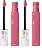 Maybelline New York Super Stay Matte Ink Liquid Lipstick, Long Lasting High Impact Color, Up to 16H Wear, Inspirer, Light Mauve Pink, 0.17 fl.oz (Pack of 2)