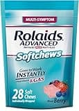 Rolaids Advanced Antacid Plus Anti-Gas Softchews, 28 Count, Mixed Berry, Heartburn and Gas Relief