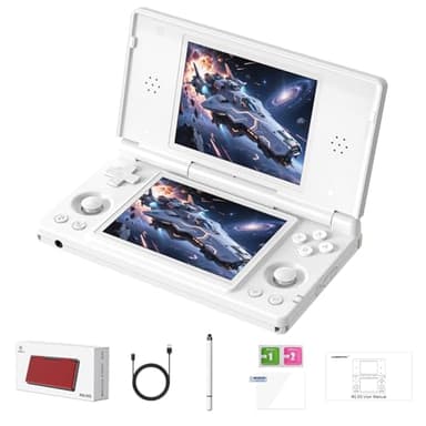 GiipGoop RG DS Handheld Game Consoles RG DS Retro Gaming Console Dual-screen Video Game Console 3+32GB Android 14 Portable Pocket Arcade 4000mAh Battery WiFi Bluetooth HD Output Polar White