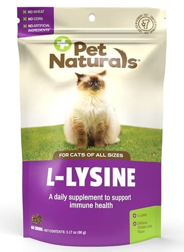 Pet Naturals Lysine for Cats, Chicken Flavor, 60 Chews - Immune and Respiratory Support for Cats - No Wheat or Corn - Vet Recommended
