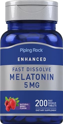 Piping Rock Melatonin 5mg | 200 Fast Dissolve Tablets | Berry Flavor | Adult Supplement | Vegetarian, Non-GMO, Gluten Free Formula