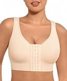 FeelinGirl Compression Bra for Women Post Surgery Front Closure Post Op Bra After Breast Surgery Support Beige L