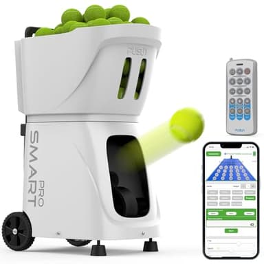 PUSUN - Smart Tennis Ball Machine PT-Smart PRO - 100+ Ball Capacity, Full APP Control, Internal Spin Serve, Ideal for Training & Matches (White)