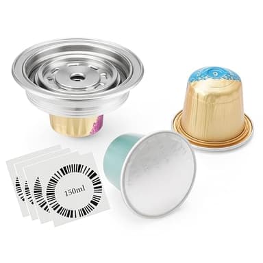 Reusable Coffee Pod Converter Need to Use with Oringal Capsule(NOT Including),Stainless Steel Coffee Capsule Adapter Compatible with De-longhi ENV135,Vertuoline GCA1, Vertuo Next and Vertuo Pod,150ml