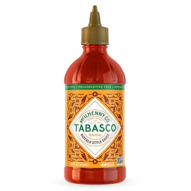 TABASCO Brand Buffalo Style Sauce, Medium Hot Sauce, Easy-to-Squeeze Bottle, Thick & Tangy, Five Simple Ingredients, Great on Chicken Party Wings & More, 8.6 Fl Oz (Pack of 1)