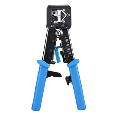 Cable Matters Modular RJ45 Crimp Tool for Pass-Through Connectors (Pass-Through Ethernet Crimper) with Built-in Wire Cutter and Stripper - 10-Pack Cat6 RJ45 Connectors Included