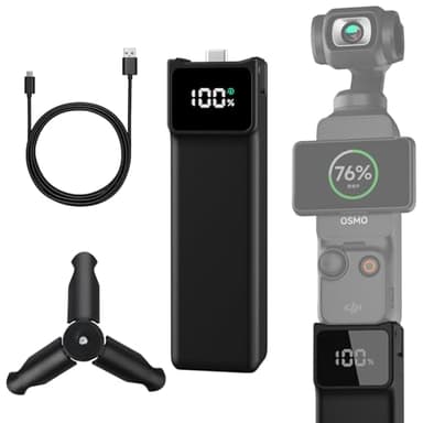 INSEESI Pocket3/4 Battery Handle for DJI osmo Pocket 3 Extended Accessories 5000mAh Provides 180 Minutes Mobile Power with MINI Tripod Battery Handle（USB-C Does not Support All Output）