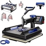 Pterying 8 in 1 Pro Heat Press Machine 15 × 15 Inch, Third Generation 360° Swing Away T Shirt Press Machine with Dual-Tube Heating, Sublimation Heat Press Machine for T Shirts Hat Cap Mug Plate
