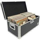 EASYGO PRODUCTS Classic Acts Vinyl Record Album Storage Case – Aluminum Lp Record Player Crates for Records (Holds 150 Records)