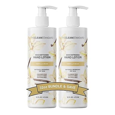 THE CLEAN STANDARD Moisturizing Hand Lotion for Dry Skin and Moisturizer with Shea Butter, Vanilla Extract | Hydrating Non Greasy Hand Cream for Women and Men 2 Bottle Set x 16 fl oz Lotion Pump