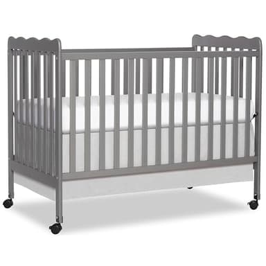 Dream On Me Carson Classic 3-in-1 Convertible Full-Size Baby Crib in Steel Grey, GreenGuard Gold & BSA, 4 Mattress Heights, Converts to Day & Toddler Bed, Locking Wheels, Classic Nursery Design