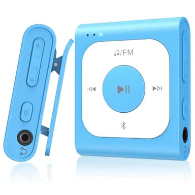 AGPTEK 64GB Clip MP3 Player with Bluetooth, A53PL Portable Music Player with FM Radio, Shuffle, No Phone Needed, for Sports (Blue)