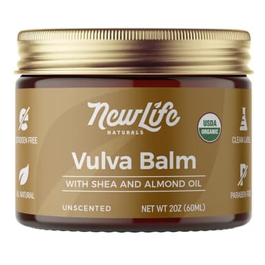 NewLife Naturals Certified Organic Vulva Balm- Vaginal Moisturizer for Women- Dryness, Irritation, Itching - Intimate Feminine Care Menopause Support - 2oz - USA