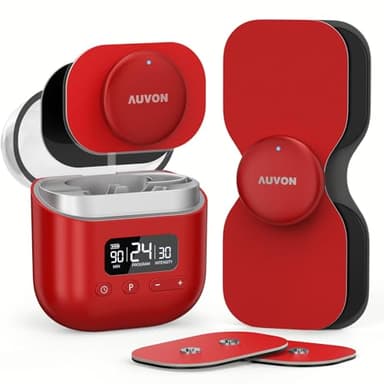 AUVON Wireless 24 Modes TENS Unit Muscle Stimulator for Pain Relief, Smart Rechargeable TENS Machine with Dual Size 6 TENS Pads for Physical Therapy, Pocket-Size TENS Device for Shoulder & Back Pain