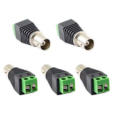 PNGKNYOCN BNC Female Connector BNC to 2 Screw Terminal No Soldering Adapter for Transmit CAT5 Coaxial Cable to CCTV Surveillance Camera(5-Pack)
