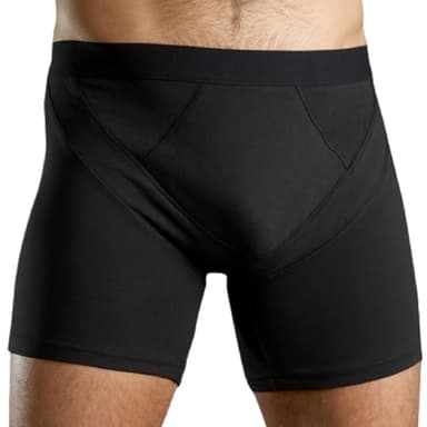 Shreddies Men's Support Boxers Flatulence Filtering Underwear - Fart Neutralizer Cotton Boxer Briefs with Built-In Activated Carbon Filter for Odor Control - Wash and Reuse 50 Times - Black, Large